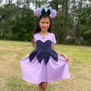 Ursula girls dress, Ursula Little Mermaid inspired dress, kids villain dress, villain kids cotton dress, girls Halloween dress