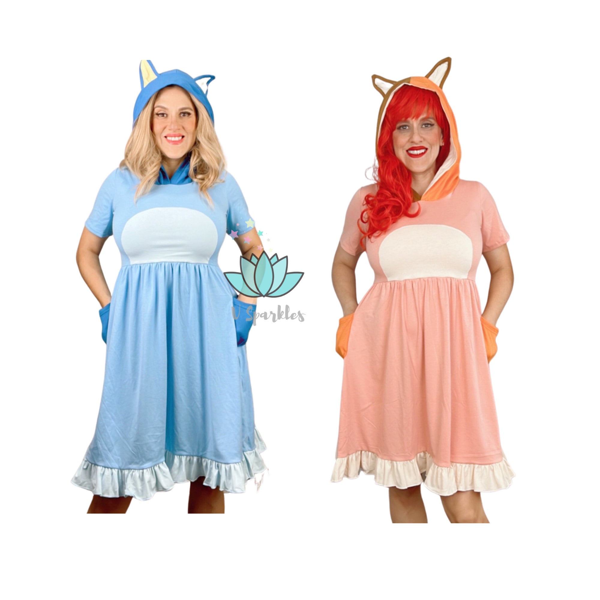 Dog Mom Halloween Costume Dress with Hood & Pockets