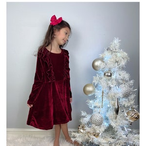 Holiday Day, Christmas Dress, Red Velvet Christmas Dress, Red Holiday ...