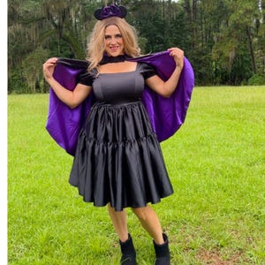 Maleficent adult dress and cape Maleficent Halloween costume Maleficent villain dress black velvet cape