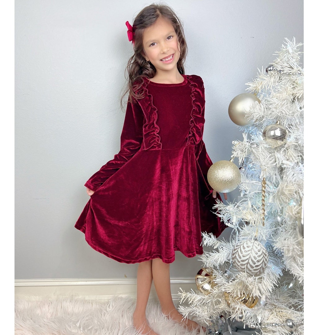 Holiday Day Christmas Dress Red Velvet Christmas Dress Red