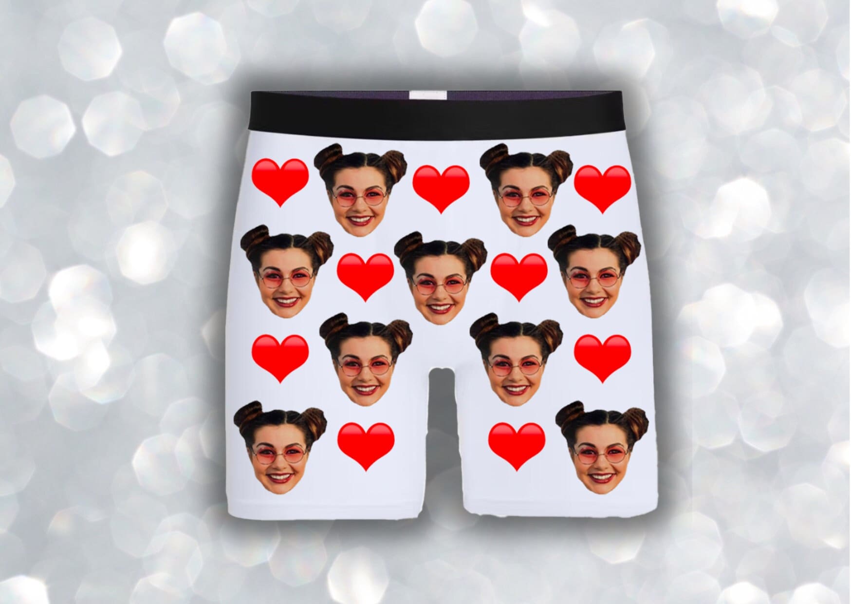 Personalized Funny Face Men's Boxers with Kiss Gift for Him