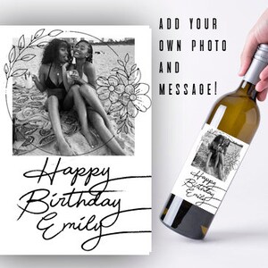 custom wine label -  best friend - happy birthday - personalized gift for friend relative or coworker