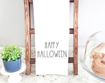 Happy Halloween Rae-Dunn Inspired Kitchen Towel, Handmade Home Decor, Halloween Kitchen Decor, Handmade Kitchen Decor