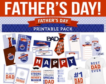 Father's Day Printable Party Pack, Digital Product, For Him, For Dad, Father's Day Gift, Father's Day Card