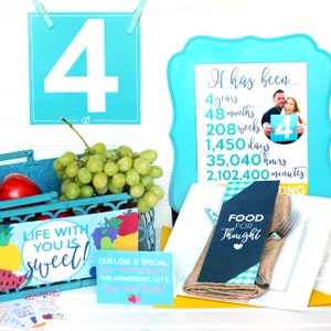 Kit de Cuarto Aniversario, Aniversario, Cesta de Regalo, 4to Aniversario, Para Parejas, Para Ella, Idea de Aniversario, Descarga Instantánea