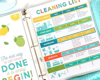 Cleaning Organizer, Chore Charts, Cleaning Checklist, Spring Cleaning Kit, Instant Download, Spring Cleaning