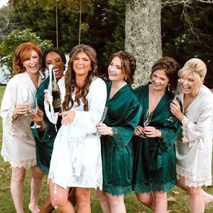 Bridesmaid robes personalized gifts for her Christmas gift green bridal party robes for bridesmaid proposal Mother of the bride-(LOVE SPELL)