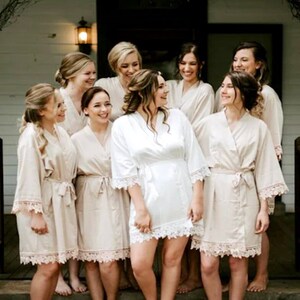 Silk Bridesmaid robe gifts white lace bridal robe for Wedding custom satin robes bridesmaid proposal Mother of the bride-(LOVE SPELL)