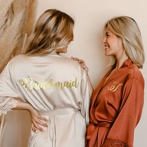Silk Bridesmaid robe gifts white lace bridal robe for Wedding custom satin robes bridesmaid proposal Mother of the bride-(LOVE SPELL)