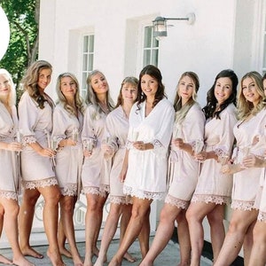 Silk Bridesmaid robe gifts white lace bridal robe for Wedding custom satin robes bridesmaid proposal Mother of the bride-(LOVE SPELL)