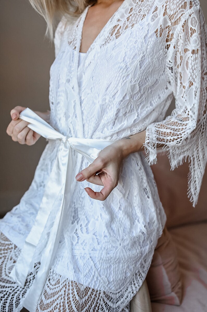 Bridal Maxi Lace Robe/ Bridal Party Robes/ Wedding Robes/ Etsy