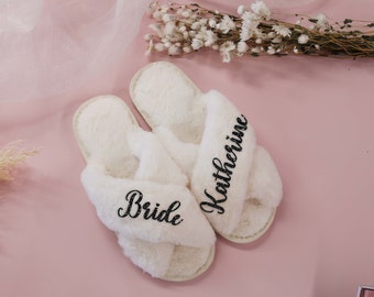 Bridesmaid Slippers Custom Gifts for Mom Bridesmaid Proposal Wedding Bride Slippers Personalized Slippers Bachelorette Party Gifts(Slippers)