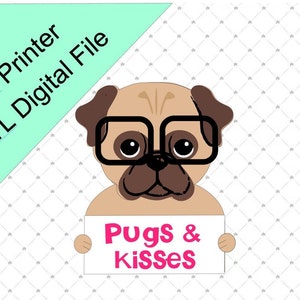 Pugs and Kisses 3D Cookie Cutter and Stencil Digital File Only .STL and .SVG