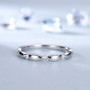 10K/14K/18K White Gold Real Diamond Wedding Band Diamond Wedding Ring Moissanite Stacking Ring handcrafted Dainty Diamond Ring Simple Ring