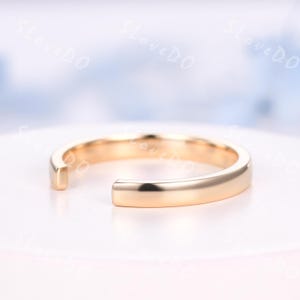 Yellow Gold Open Gap Ring: Minimalist Knuckle Ring, Stackable Band