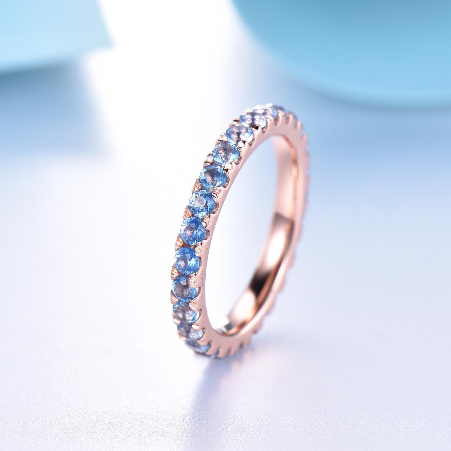 Topaz Ring for Women Eternity Blue Topaz Ring 14k White Gold | Etsy
