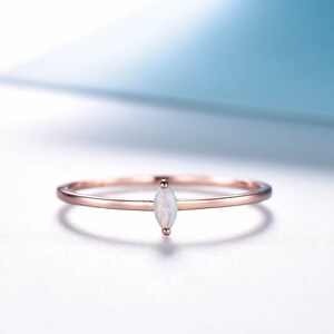 Dainty Opal Ring - Rose Gold Ring - Marquise Opal Ring - Engagement Ring - Stacking Ring - Minimalist - Anniversary Ring - Birthstone Ring