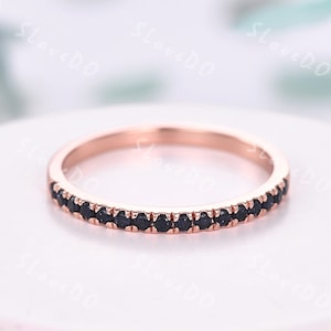 Blue Sandstone Ring,Sandstone Matching Band,Galaxy Stone Wedding Ring,14K Rose Gold Eternity Band,Stacking Ring,Women Gift,Sandstone Jewelry