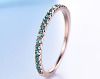 Alexandrite-trouwring: roségouden juni-geboortesteenring