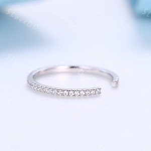 14K White Gold Ring Diamond Wedding Band Open Gap Ring Diamond Ring Unique Anniversary Ring Stackable Band Matching Band Best Gift for her image 2