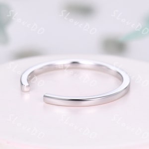White Gold Open Gap Ring: Sterling Silver Minimalist Knuckle Band