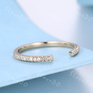 14K White Gold Ring Diamond Wedding Band Open Gap Ring Diamond Ring Unique Anniversary Ring Stackable Band Matching Band Best Gift for her image 7