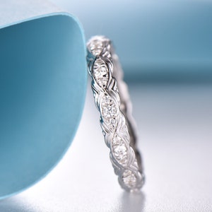 Vintage Diamant Ring 14k Massive Gold Diamant Ehering für Frauen Echt Diamant Ring Eternity Ring Stapelringe Jahrestag Geschenk