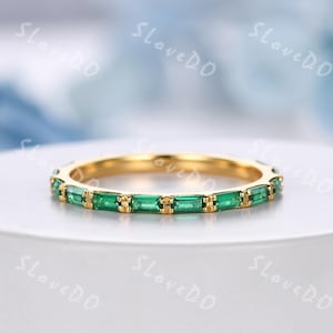 Baguette Emerald Eternity Band: Solid Gold Stacking Ring