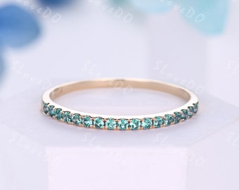 Alexandrite-trouwring: gouden stapelring halve eeuwigheid