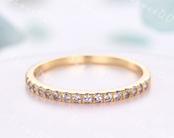 Morganite Eternity Wedding Band: 14K Gold Stacking Ring