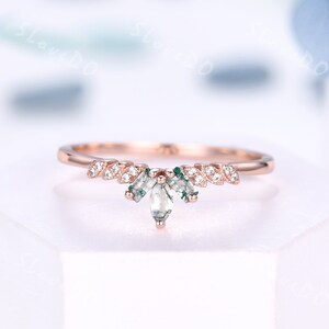 Mosagaat verlovingsring: sierlijke diamanten 14k roségouden band