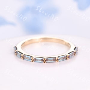 Vintage Baguette Alexandrite Wedding Band: Color Changing Sterling Silver Ring