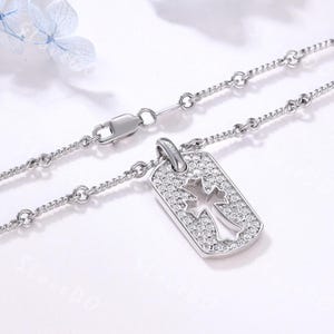 Gothic Cross Tag Necklace Rope Chain Pendant Necklace Rectangular Charm Necklace Religious Necklace Silver Crucifix Necklace Punk Jewelry
