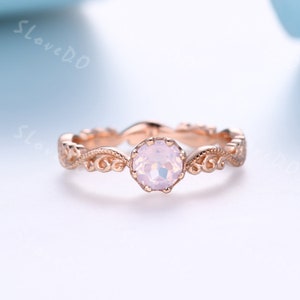 Vintage lavender amethyst Engagement Ring,Rose Gold Ring,Antique Filigree Wedding Band,Birthstone Ring,Art Deco Promise Ring,Gift for Her