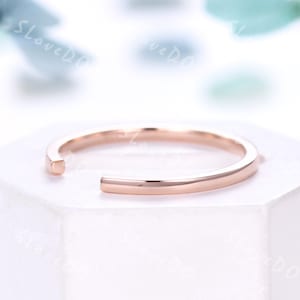 Plain Rose Gold Matching Band Simple Open Gap Ring Adjustable Knuckle Ring Minimalist Stackable Band Thin Gold Ring Gift For Her Customized