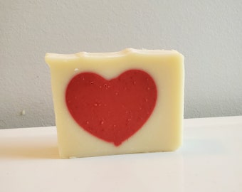 Heart Strawberry Champane RAW Goats milk soap