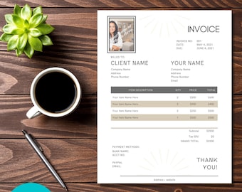 Invoice Template, Editable in Canva, Printable Invoice