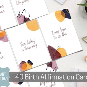 Affirmations de naissance, 40 cartes d’affirmation de naissance imprimables en 2 tailles plus fond d’écran de téléphone bonus, TÉLÉCHARGEMENT NUMÉRIQUE INSTANTANÉ