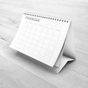 Monthly Blank Calendar - Sunday Start, Printable Calendar Pages, 12 Month Lined Calendar, Instant Digital Download image 4