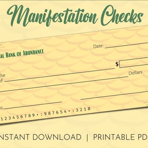 Manifestation Check, Vision Board Printables, Law Of Abundance Vision Board Checks to Manifest Money