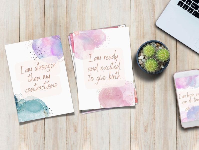 Birth Affirmation Cards, 40 Printable Birth Affirmations in 2 Sizes Plus Bonus Phone Wallpapers, DIGITAL DOWNLOAD image 4