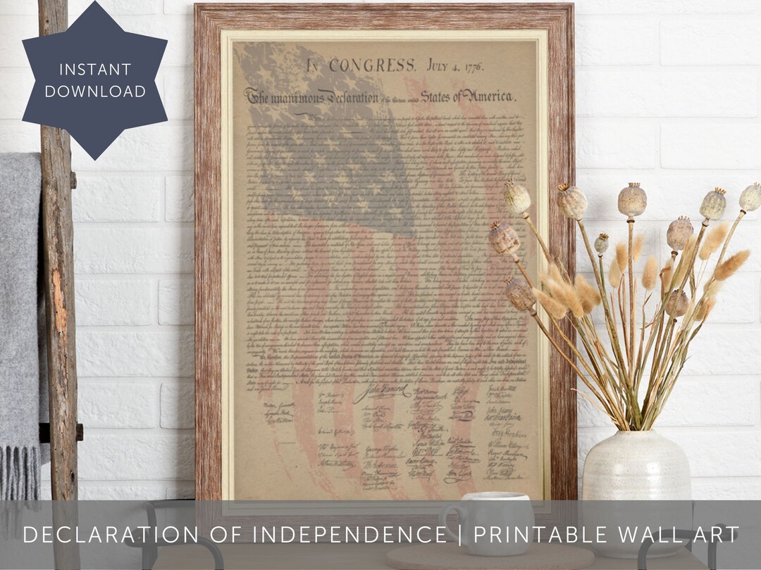 Declaration of Independence Printable Wall Art American Flag Patriotic ...