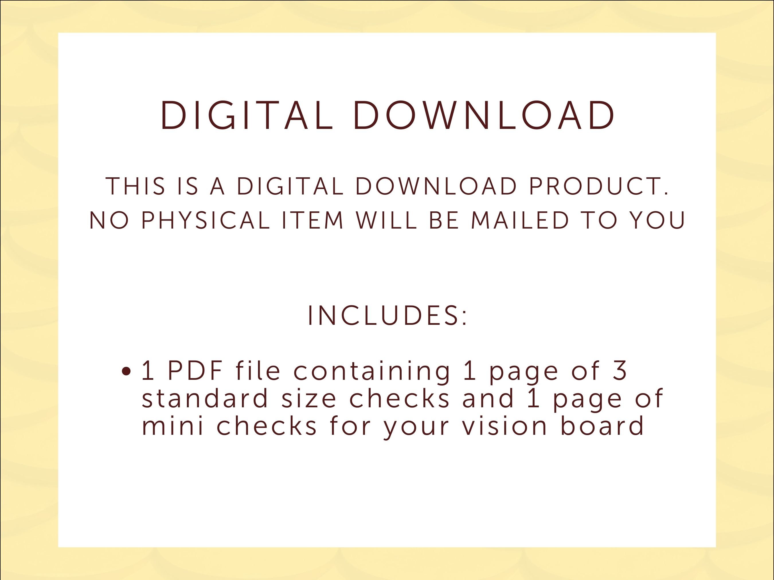 Vision Check Paper Manifestation Check, Vision Board Printables, Law of Abundance Vision ...