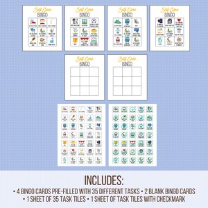 Self Care Printable Bingo Game Cards And Task Tiles Daily Self-Care Checklist Instant Download image 4