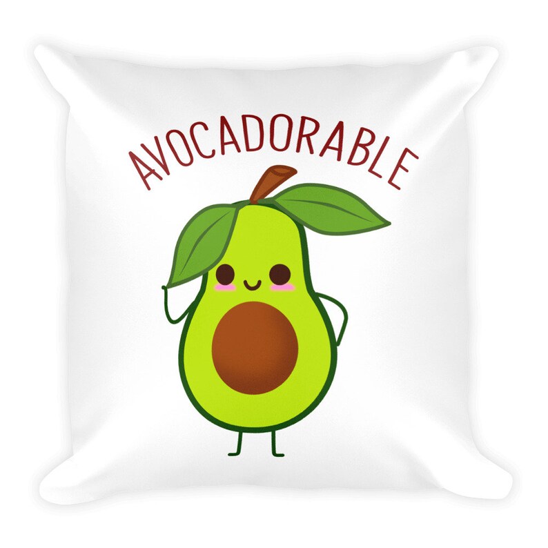Avocadorable Cute Avocado Square Pillow Etsy
