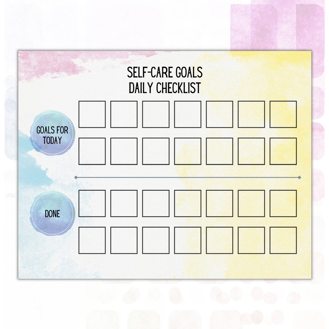 Printable Self Care Chart and Task Tiles Daily Self Care Checklist and Goal Planner Instant