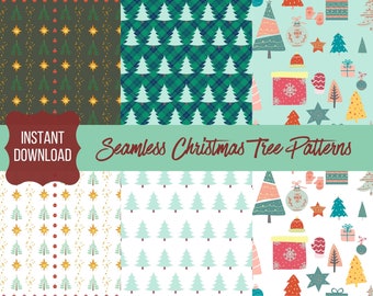 Christmas Seamless Pattern, Christmas Trees Digital Paper Pack, Winter Seamless Pattern for Crafts, Scrapbooking, and More. DIGITAL DOWNLOAD