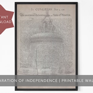 Declaration Of Independence Printable Wall Art Liberty Bell Patriotic Decor