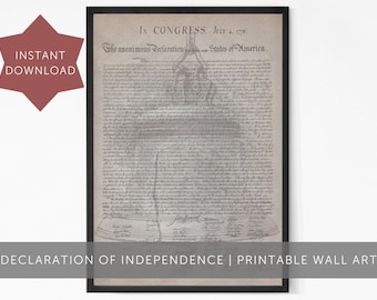 Declaration Of Independence Printable Wall Art Liberty Bell Patriotic Decor